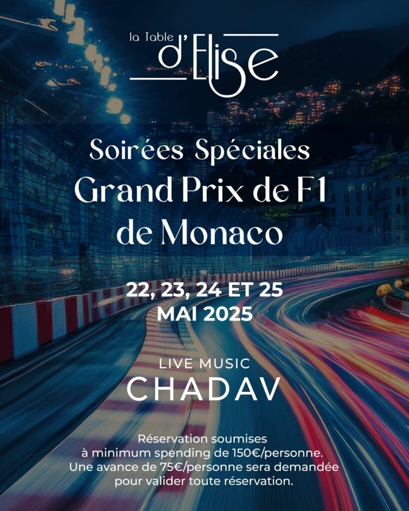 Soirée Grand Prix de F1 de Monaco au Restaurant